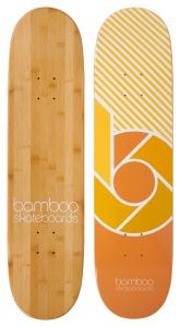 Gold b Logo Graphic Bamboo Skateboard