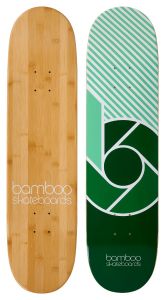 Green b Logo Graphic Bamboo Skateboard