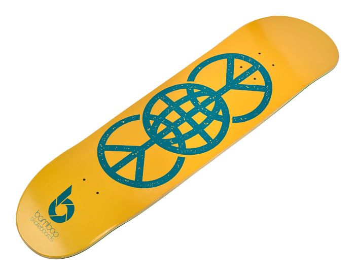 Gold World Peace Bamboo Skateboard