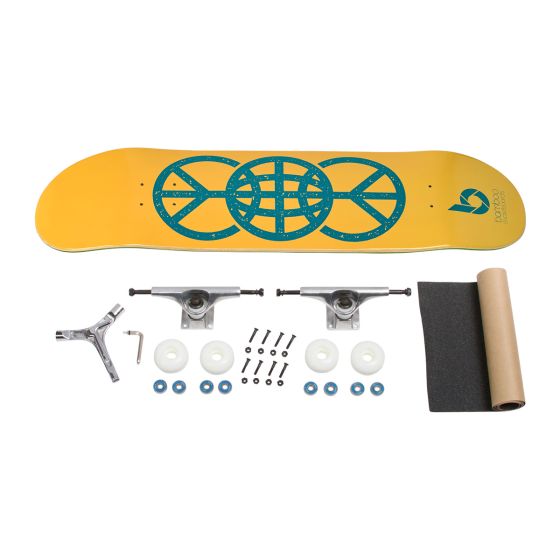 Gold World Peace Bamboo Skateboard