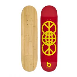 Red World Peace Graphic Bamboo Skateboard